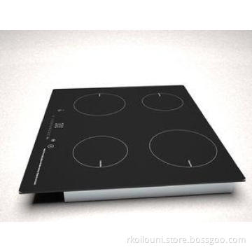 4 Heating Zone Black Four Burner Induction Cooktop , Cerami